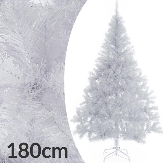 Sapin de Noël Casaria PVC - Base métal - 180 cm Blanc