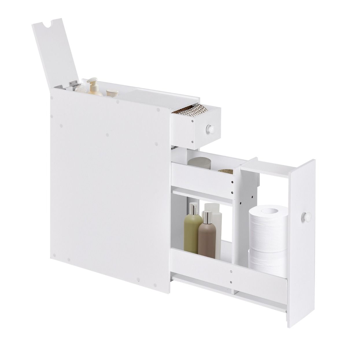 Coast Armoire de salle de bain gain de place - avec tiroir - 48 x 16 x 58 cm - blanc