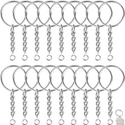 Porte-clés avec chaîne - 100 anneaux fendus pour porte-clés en acier inoxydable - Ensemble d'anneaux fendus pour pendentifs de clés - 25 mm - 100 pièces - Comprend un anneau de clé avec une maison