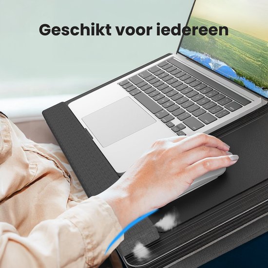 Coussin pour ordinateur portable - Lap table - Réglable - Support pour le travail à domicile - Table de lit - Support pour ordinateur portable et tablette - Avec support de téléphone