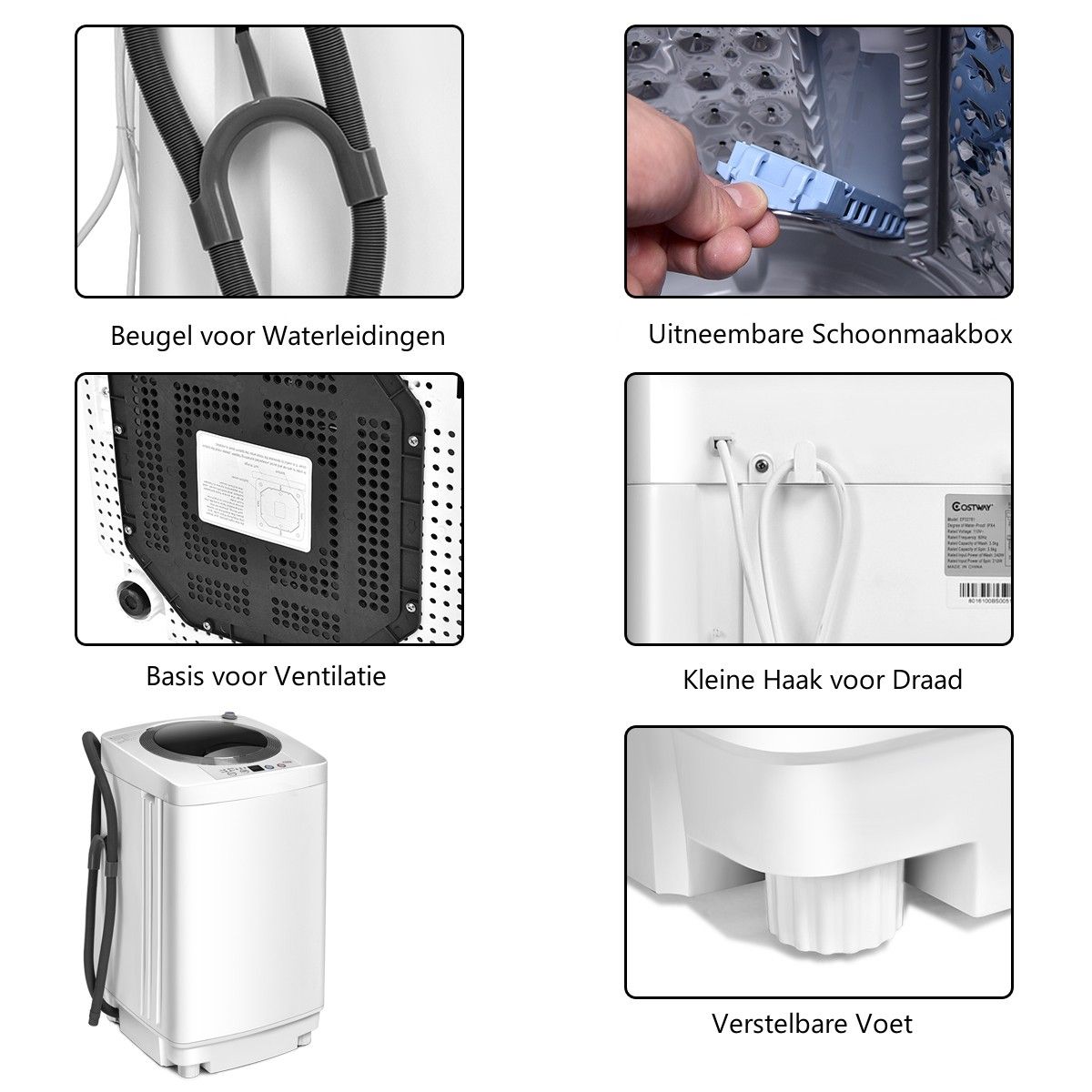 Lave-linge entièrement automatique Coast - 2 en 1 : lavage et essorage - compact - blanc