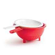 Lot de 2 passoires Tupperware - Rouge foncé/Blanc - 2 L et 400 ml, antidérapantes