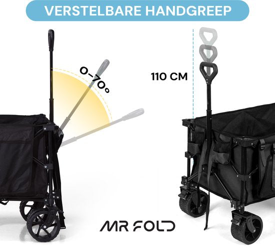 Mr Fold Bolderkar - XXL - pliable - 300L - capacité de transport 150KG - noir - garantie 5 ans