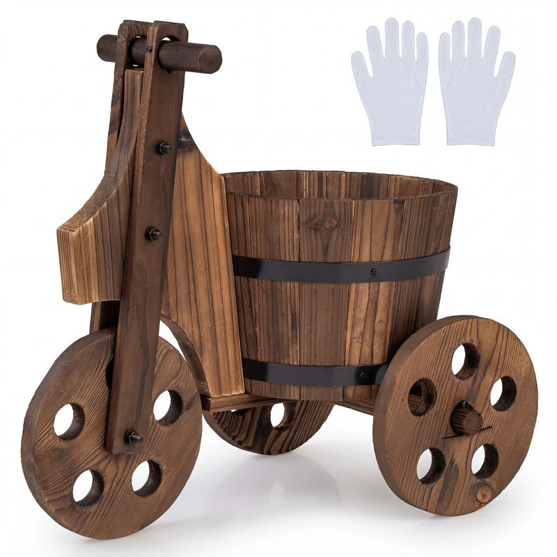 Jardinière Coast en bois à trois pieds - en forme de tonneau - avec trou de drainage - marron 47 x 32 x 43,5 cm