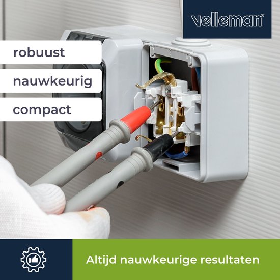 Multimètre numérique Velleman, adapté à la mesure du courant CA/CC, de la tension CA/CC, de la résistance, du transistor, des diodes et de la continuité, y compris les cordons de test