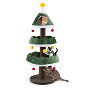Arbre à chat Coast - motif sapin de Noël - avec grotte au sommet et boules suspendues - vert 143 cm