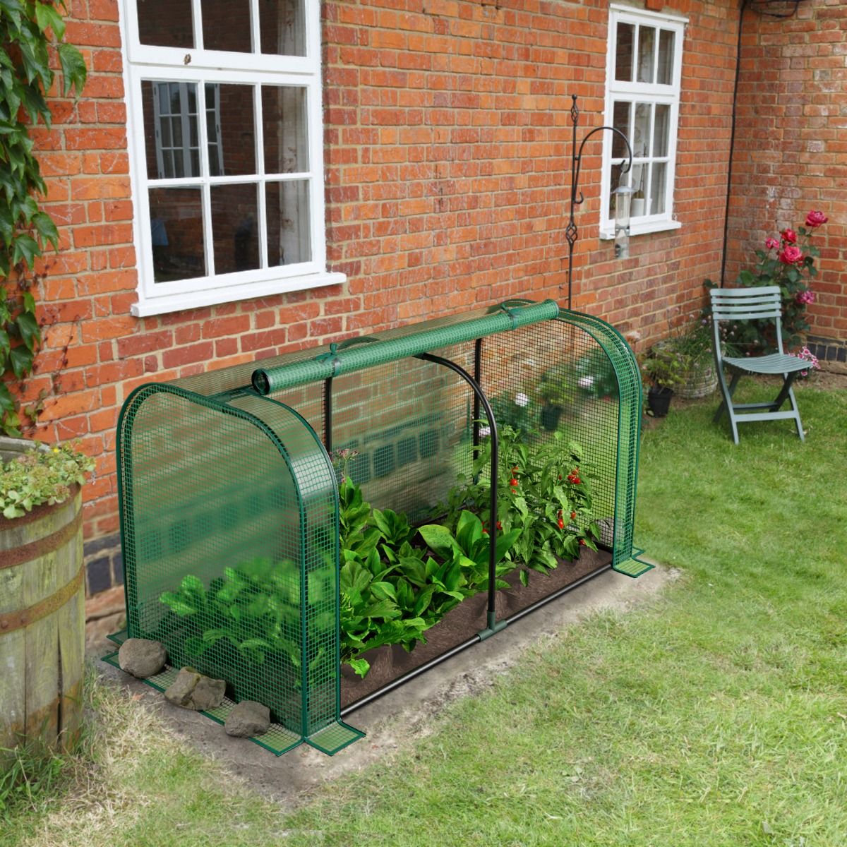 Mini-serre Coast - serre de jardin portable - porte à fermeture éclair enroulable - protection solaire en PE imperméable - blanc/vert 118 x 55 x 60 cm