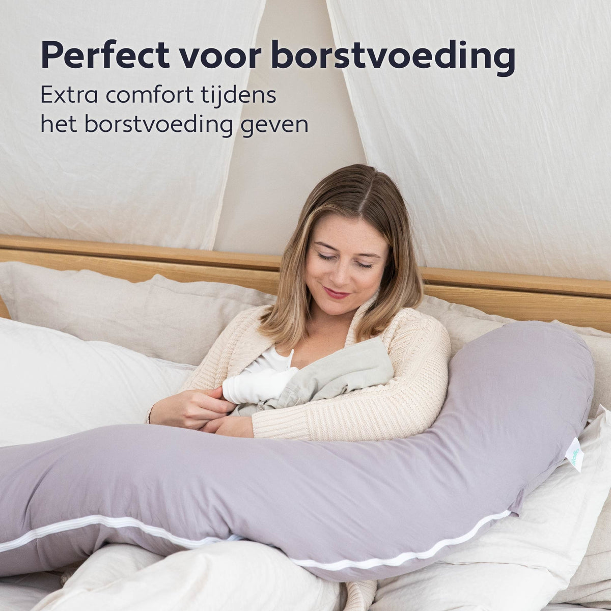 Litollo Zwangerschapskussen J-vorm - Voedingskussen 145 cm - Zijslaapkussen Groen - Lichaamskussen met Afneembare hoes - Borstvoedingskussen - Body Pillow