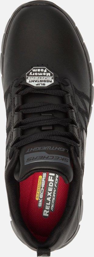 Baskets Skechers Work Relaxed Fit en cuir noir - Femme - Taille 36