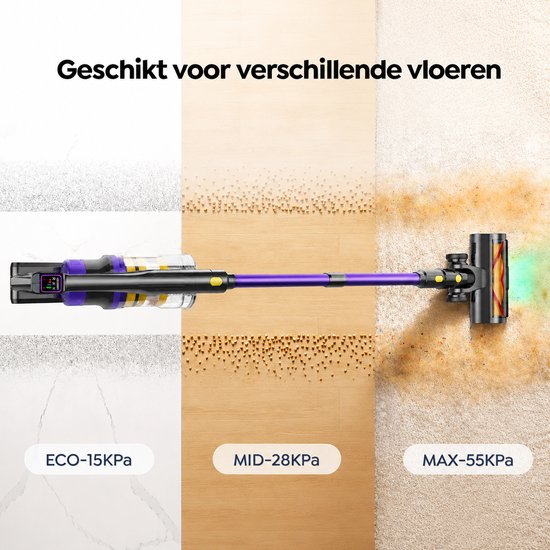 Laresar X11 - Aspirateur balai sans fil - Aspirateur balai sans sac à batterie - 550 W - 55 000 PA - 2 en 1 - Peut également servir d'aspirateur à main