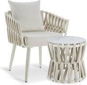 Ensemble de jardin tectake® Lugano - Chaise de jardin - Chaise longue avec table d'appoint - Chaise d'extérieur au design « corde » avec structure en aluminium - Fauteuil d'extérieur avec coussins épais - Ensemble de détente pour le jardin ou le balcon -