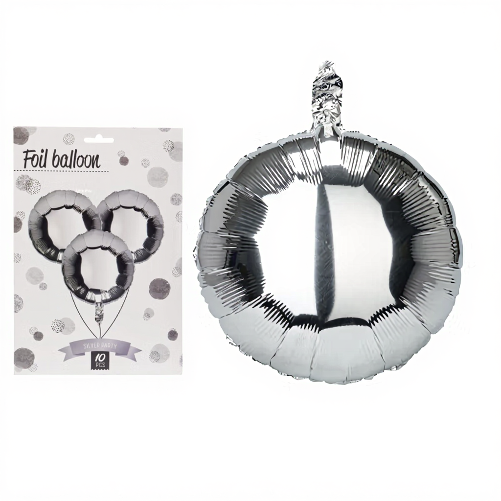 Lot de ballons gonflables en aluminium - 46 cm, argent, 10 pièces