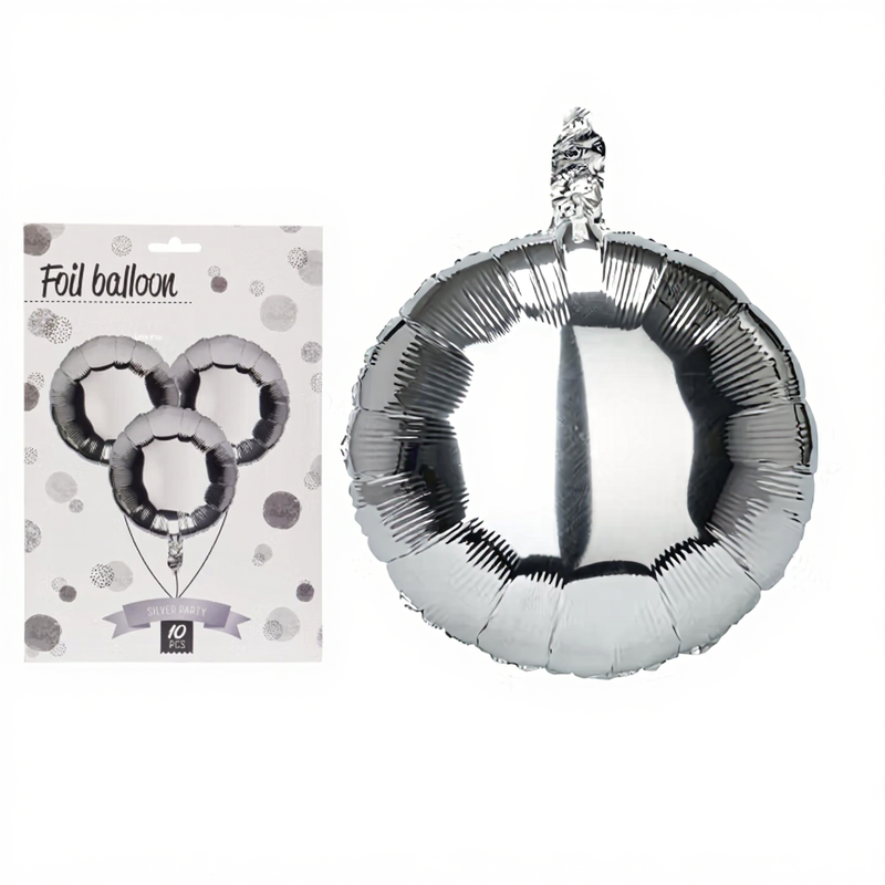 Lot de ballons gonflables en aluminium - 46 cm, argent, 10 pièces