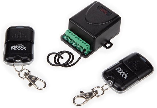 Unitronic Wireless 2-channel remote control set : 2 transmitters & 1 receiver, 433.92 MHz, for 140 devices, energy-efficient, ideal for convenient indoor automation