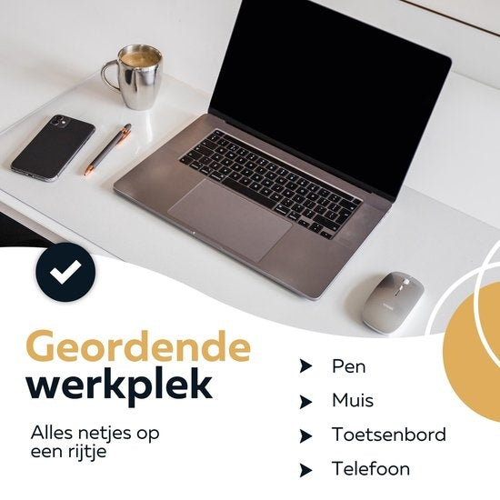 WURK Professional Desk Pad Transparent - Organisateur de bureau - Inclut un clip pour câble - 80x40