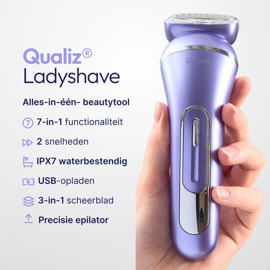 Rasoir féminin 7 en 1 - Épilateur pour femmes - Étanche IPX 7 - Rechargeable - Tondeuse pour le maillot - Rasoir intime pour femmes - Rasoirs féminins - Épilateur - Tondeuse pour femmes - Qualiz®