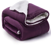 Couverture en polaire Ceruzo Sherpa 150 x 200 cm - Violet prune - Plaid doux - Lavable à 30 °C