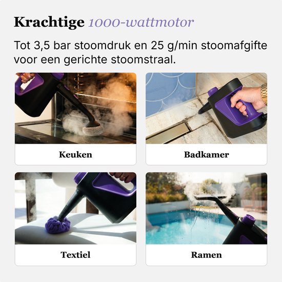 Nettoyeur vapeur à main Motionflow PRO, 11 pièces - Nettoyeur vapeur puissant de 1 000 W et 3,5 bars - Appareil de nettoyage pour salle de bains, canapés et sols - Nettoyeur vapeur anti-taches - Câble d'alimentation de 3 mètres
