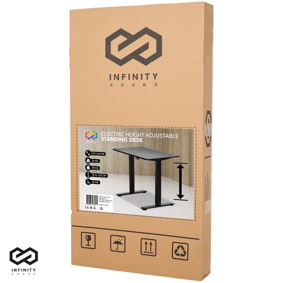 Infinity Goods Bureau assis-debout - électrique réglable en hauteur - 120 x 60 CM - noir