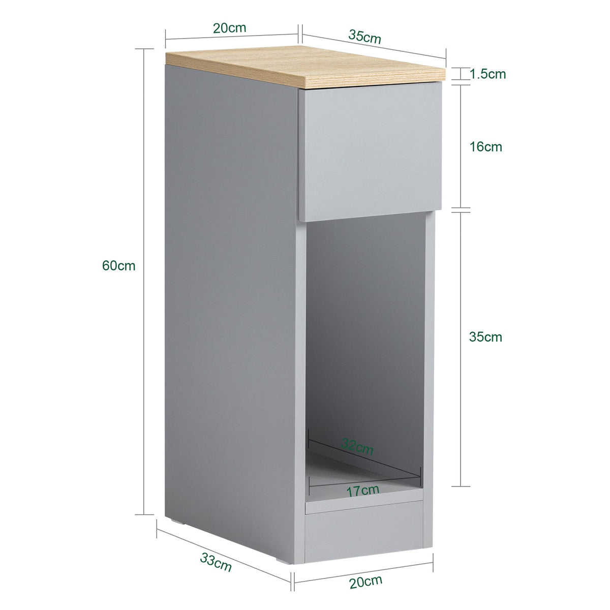 SoBuy Table de chevet avec tiroir et compartiment de rangement - 20x35x60 cm - Max. 20KG - Gris