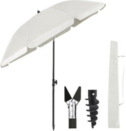 Ensemble de parasol O’DADDY® – Inclinable et réglable – Imperméable – Résistant aux UV – Avec piquet et sac de transport – Plage, jardin et balcon – 180 cm – Beige