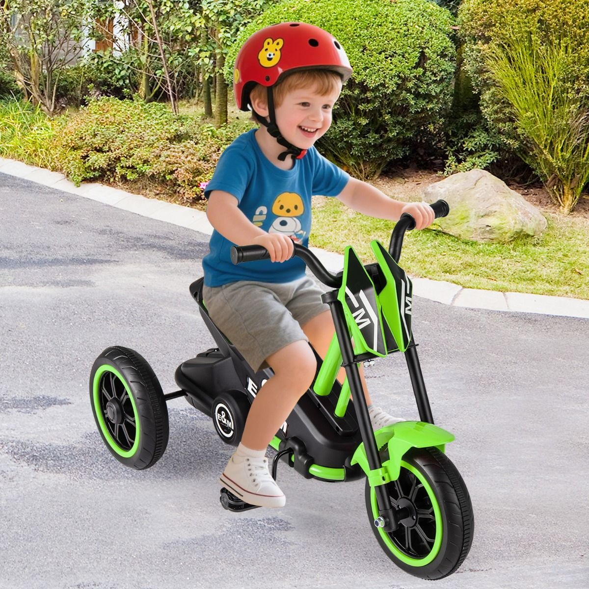 Tricycle pour enfants Coast - cadre triangulaire stable - limiteur de braquage - vert