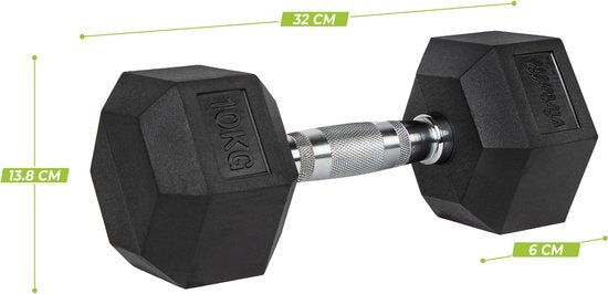 VirtuFit Hexa Dumbbell Pro - 10 kg - Hexagon Dumbbell - Durable et résistant - Entraînement musculaire - Poids - CrossFit & Fitness - Convient aux débutants et aux professionnels - Vendu à l'unité
