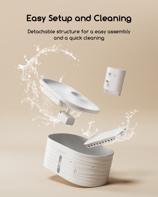 Fontaine à eau sans fil Faroro pour chat - 2,5 L - avec capteur de mouvement - 3 réglages différents - Fontaine à eau pour chat et chien