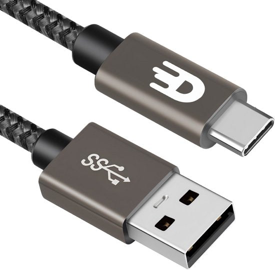 Drivv. Câble USB-C vers USB-A de 3 mètres – 10 Gbps – Charge rapide 3 A – Gris