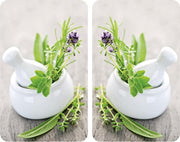Wenko : Caches pour plaque de cuisson - Herb Garden - 52 x 30 cm - Verre - Blanc - Lot de 2