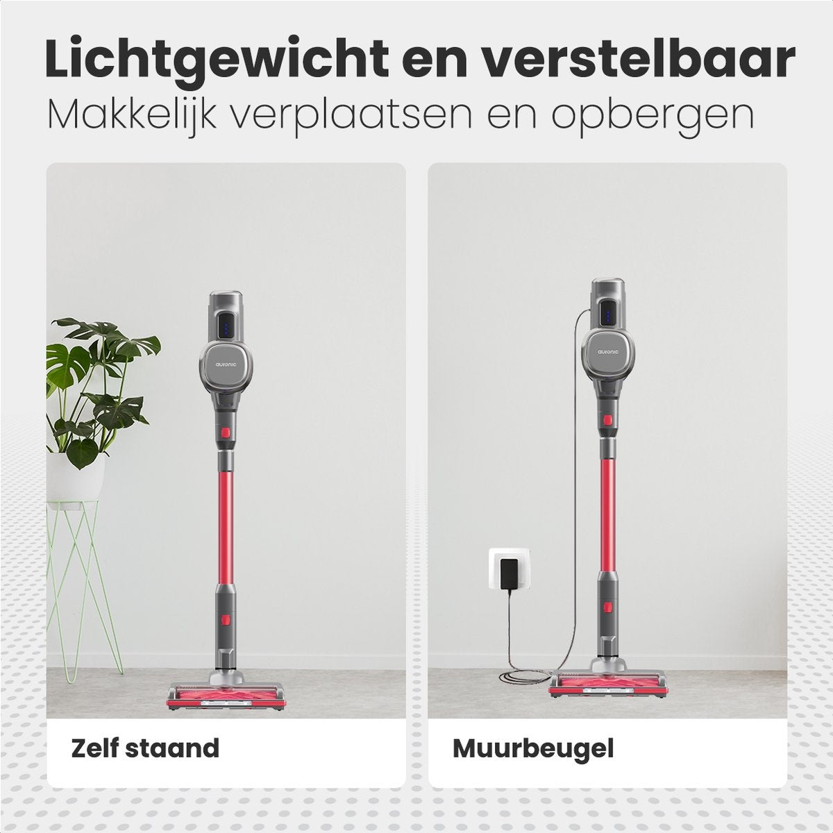 Auronic - Aspirateur sans fil 220W - Gris/Rouge