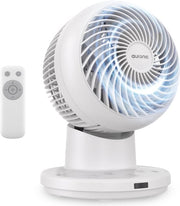 Ventilateur de table Auronic - Mini-ventilateur - Avec télécommande et minuterie - Oscillation automatique à 85° - Portée de 9 mètres - Blanc
