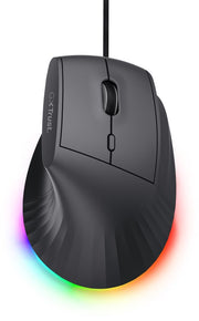 Trust GXT 145 Rexxa - Souris gaming - Filaire - 12 800 DPI - Éclairage RGB - Ergonomique verticale - Noire