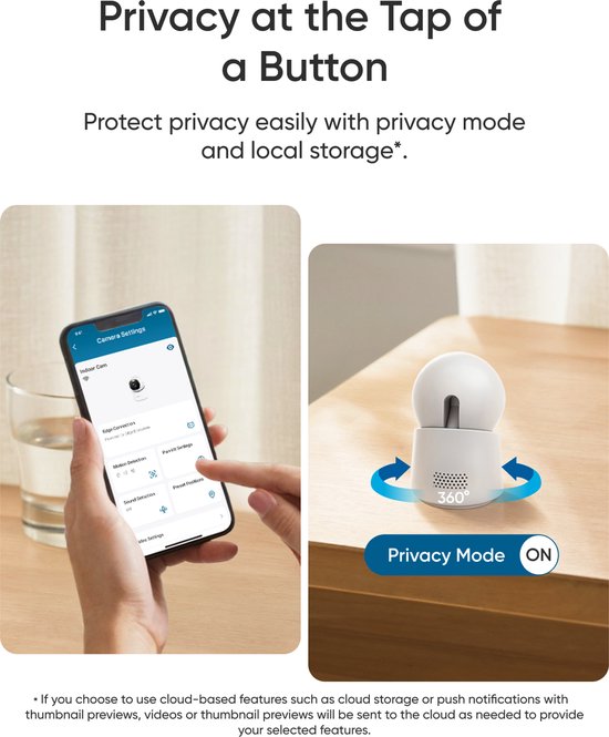 Caméra d'intérieur Eufy Security E30 - Indoor Cam - Caméra pour animaux de compagnie avec application - Petcam - 4K UHD - Panoramique et inclinaison - Détection IA des personnes et des animaux de compagnie - Vision nocturne en couleur - Compatible avec Ap