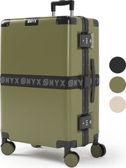 ONYX® Check-in Suitcase 65L - TSA lock - Spinner wheels - Lightweight Trolley - Aluminium closure - Olive green