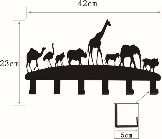 Porte-manteau nursery jungle safari animaux - porte-manteau mural 6 crochets nursery