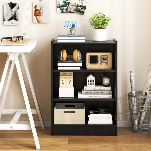 Coast Open Bookcase Noir avec étagères coulissantes 49.53x30.48x74.93cm
