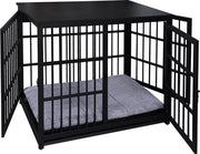 Cage pour chien - cage pour chiens de petite et moyenne taille - niche - d'intérieur - avec coussin pour chien - 91 cm x 60 cm x 74 cm