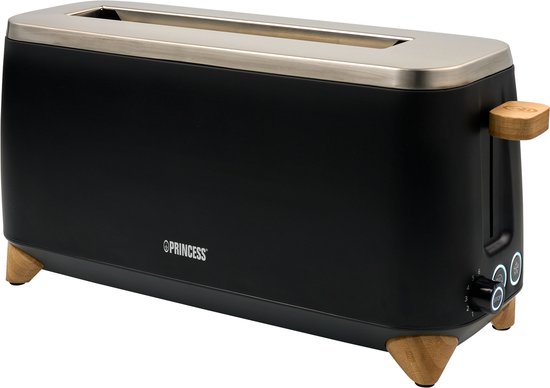 Princess 142361 Grille-pain Pure - 6 niveaux de brunissage - 1 000 W - bambou - noir