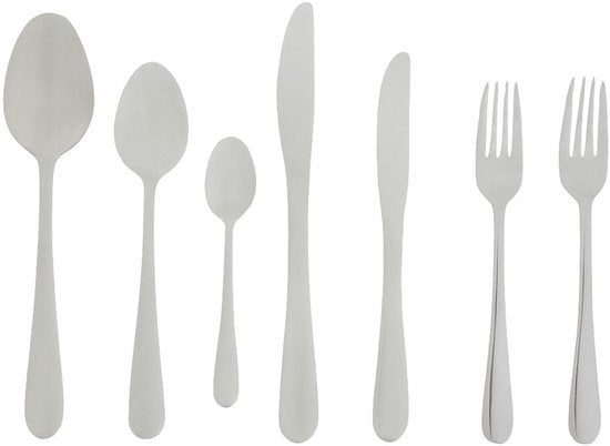 Ensemble de couverts Alpina pour 6 personnes - Ensemble de 42 pièces - Couteaux, cuillères, fourchettes, cuillères à café et fourchettes à dessert en acier inoxydable - Lavables au lave-vaisselle - Argent brillant