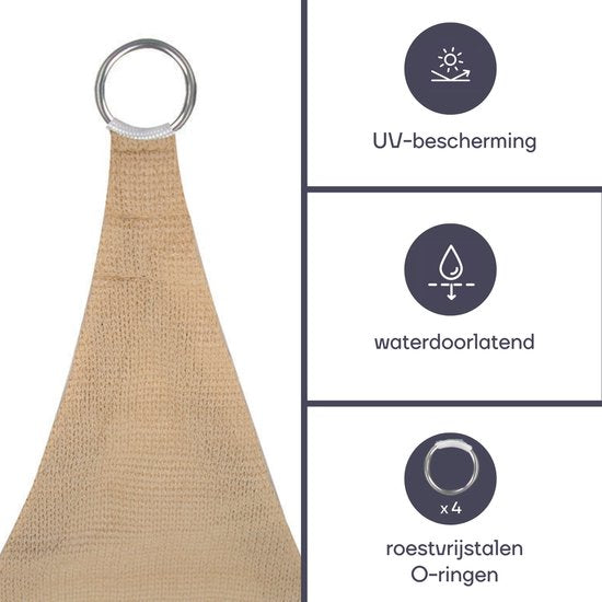 Perel Toile d'ombrage, perméable à l'eau, perméable à l'air, 3,6 x 3,6 m, 180 g/m², HDPE, carré, champagne