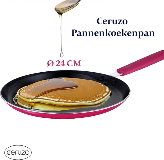 Ceruzo Poêle à crêpes sans PFAS - 24 cm - Jazzy Pink - Céramique Revêtement antiadhésif - Induction
