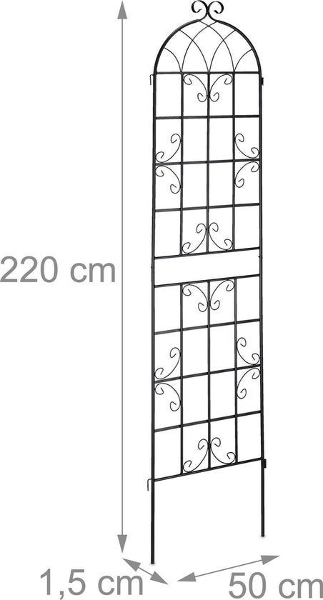 treillis pour plantes grimpantes - métal - lot de 2 - 220 x 50 cm - treillis - noir