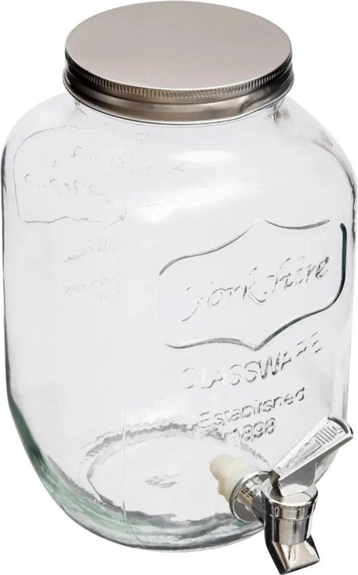 Secret de gourmet Distributeurs de boissons en verre - 4 litres - robinet en plastique et couvercle à vis - Distributeur de jus - Distributeur de boissons