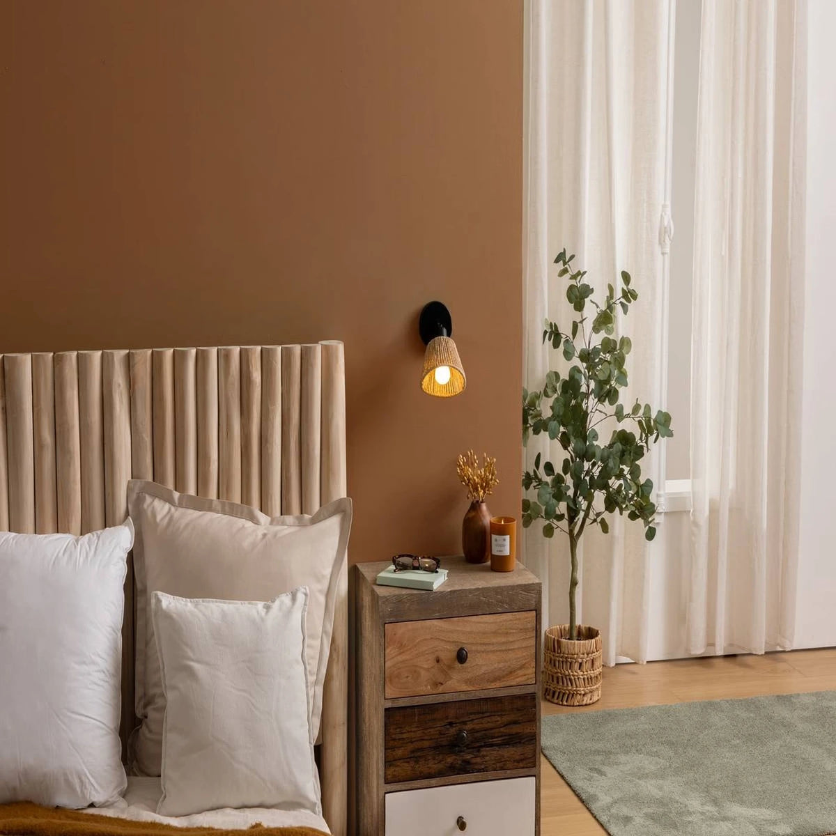 Applique murale Atmosphera Myha – Spot orientable – Métal et corde – E14 – 10 cm