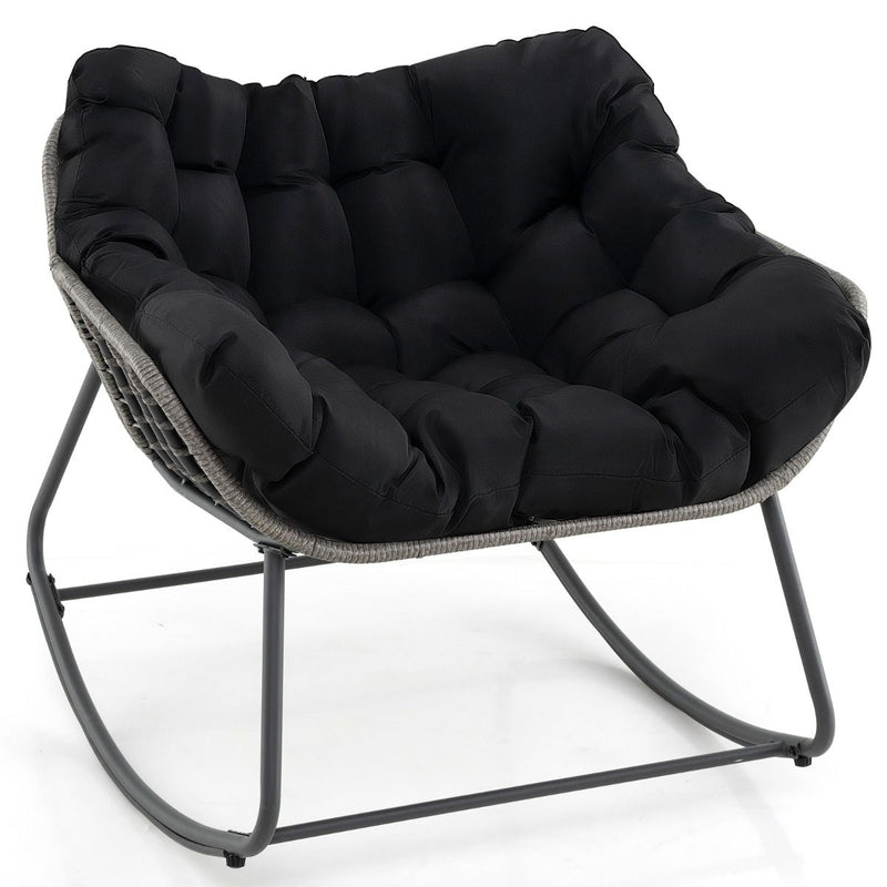 Fauteuil à bascule Coast - très grand format - coussin épais amovible - noir