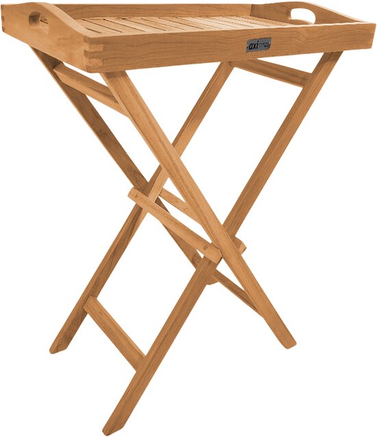 Table d'appoint pliable AXI Lora en teck – Avec plateau amovible – 60 x 35 x 75 cm – Teck – Légère – Pliable – Pour le jardin, la terrasse et le balcon