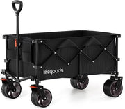 Chariot à roulettes - LifeGoods - XL - pliable - 200L - 150KG de capacité de charge - Noir