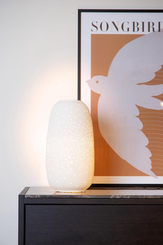 Lucide FLORES - Lampe de table - Ø 17,5 cm - 1xE14 - Blanc - Japandi