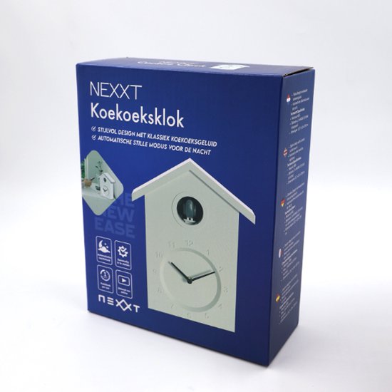 Horloge murale Nexxt avec coucou, volume réglable et mode nuit - Blanche